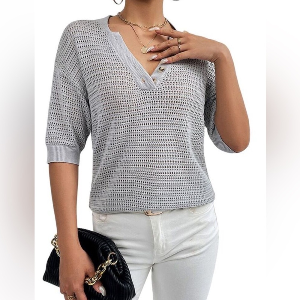 Caifeng knit top gray size 6